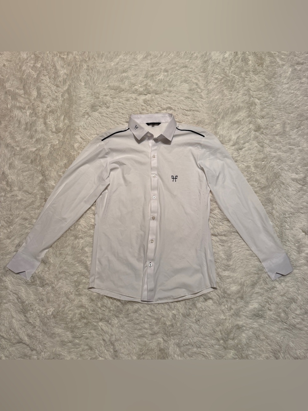 Men’s Medium White Horse Pilot Long Sleeve Horseback Riding Show Shirt